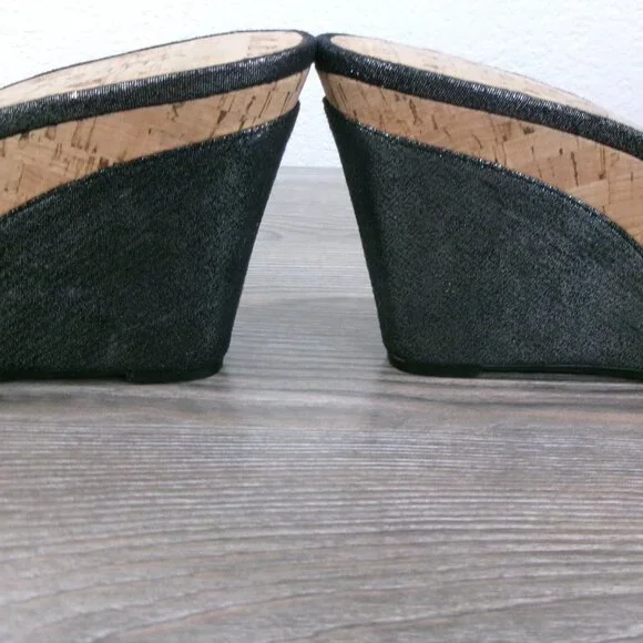 Near New GUESS Balasi Shimmery Black Silver Rhinestone Wedge Platform Shoes 9.5 - Picture 11 of 16